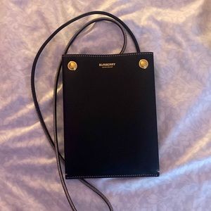 Black, leather, Burberry slim crossbody/ shoulder bag